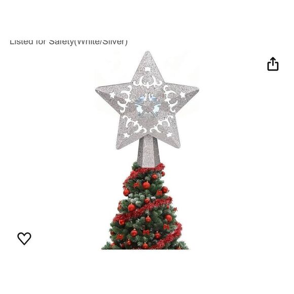 DUSHX Christmas Tree Toppers 3D Projector LED Lights Decorations, Glitter star C - Picture 1 of 4